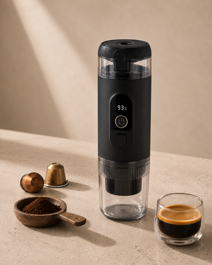 BrewTrail Self-Heating Portable Espresso Maker - Obsidian Black
