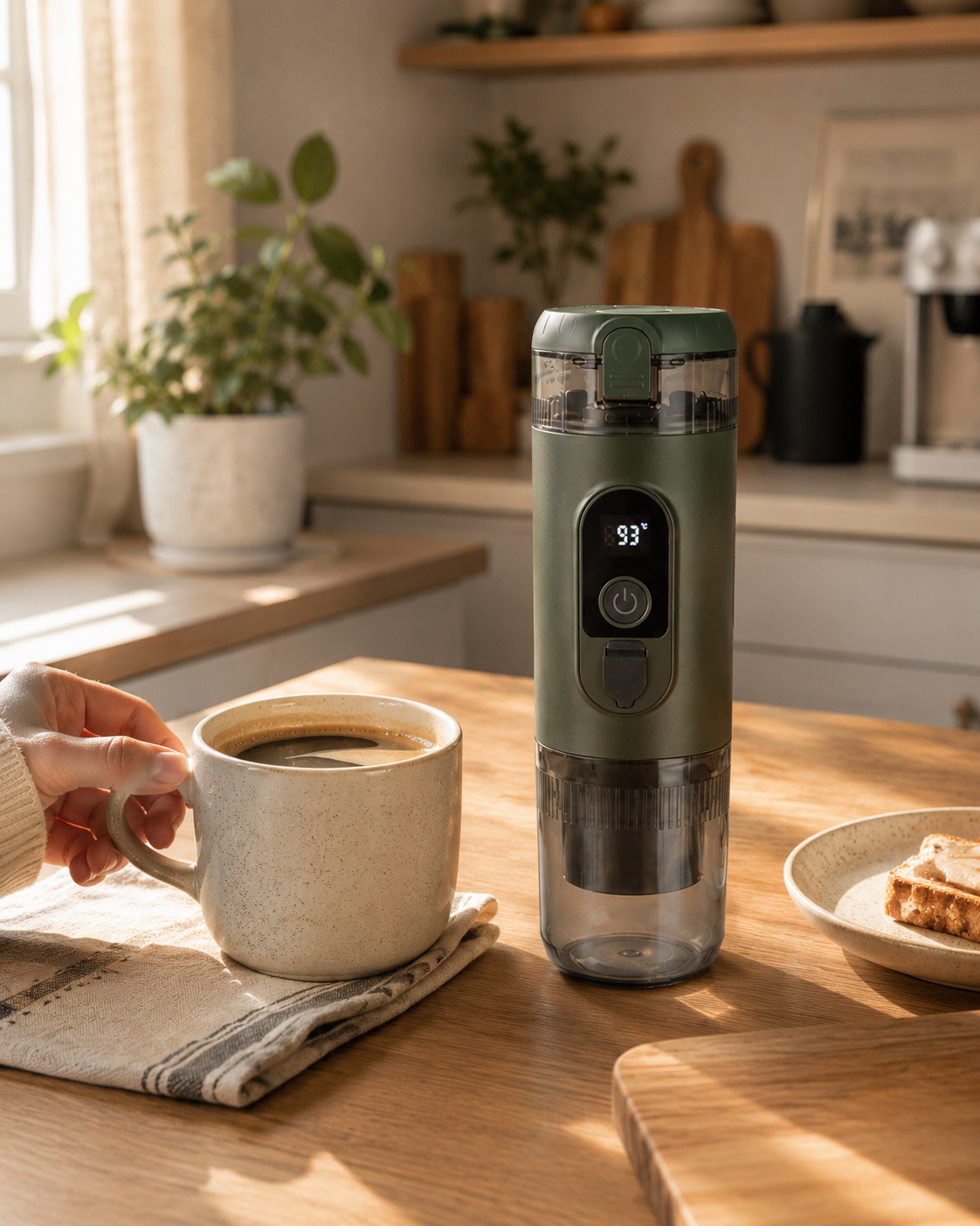 BrewTrail Self-Heating Portable Espresso Maker - Alpine Green
