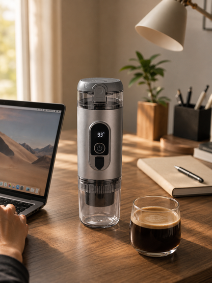 BrewTrail Self-Heating Portable Espresso Maker - Titanium Gray