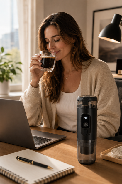 BrewTrail Self-Heating Portable Espresso Maker - Obsidian Black