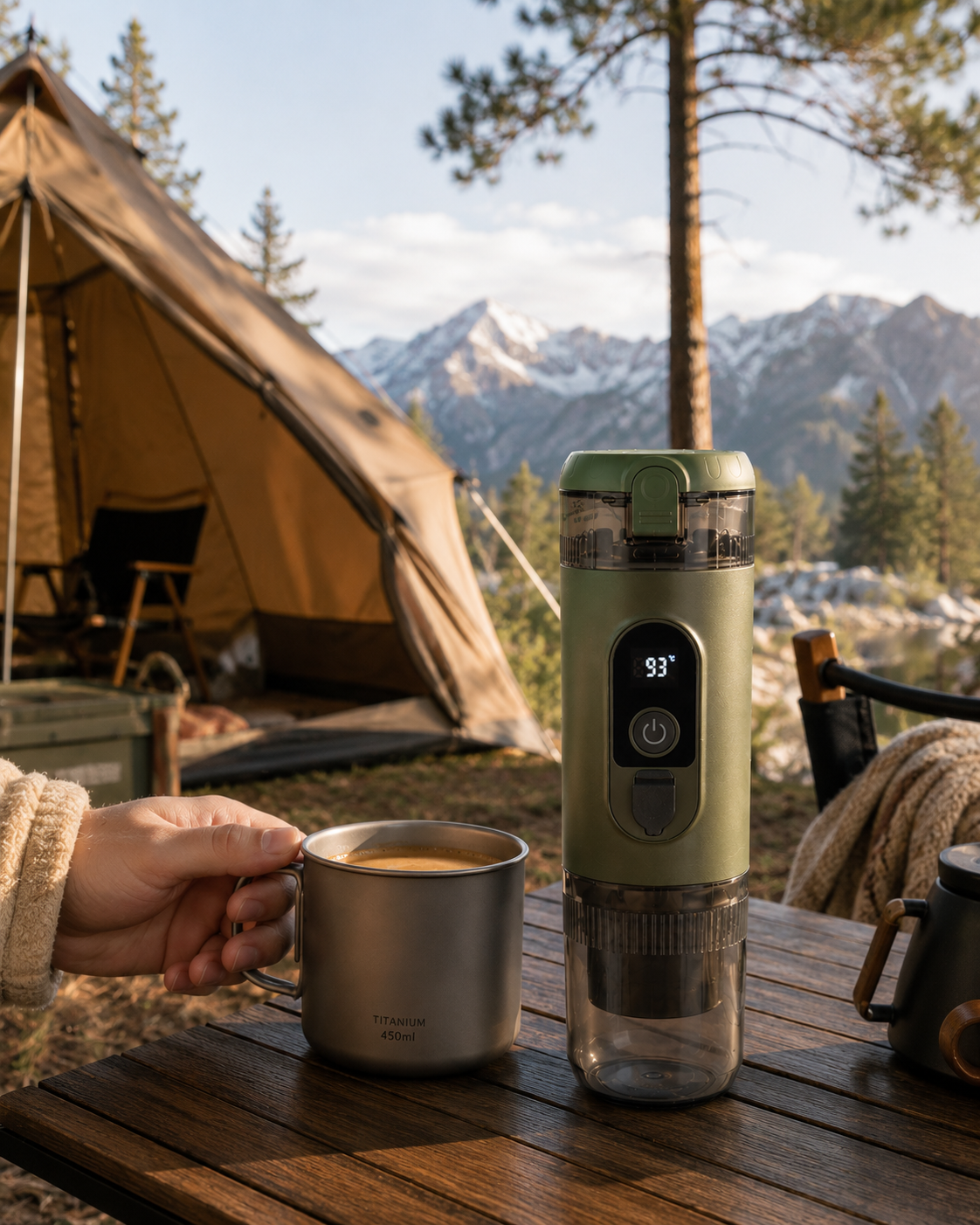 BrewTrail Self-Heating Portable Espresso Maker - Alpine Green